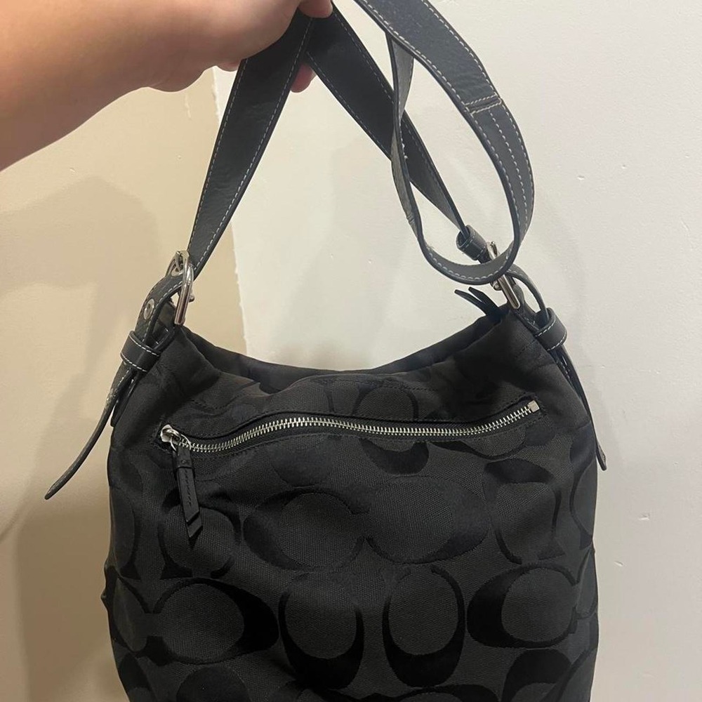 Y2K 2000s Coach Slouchy Signature Cs Black Monogram Hobo Shoulder Bag/Crossbody